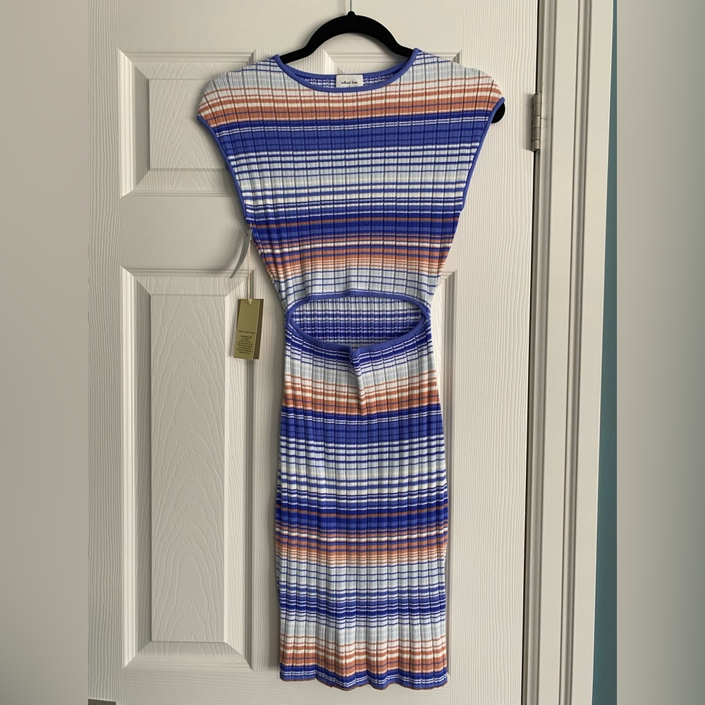 Aritzia Striped Blue White and Orange Knit Mini Dress